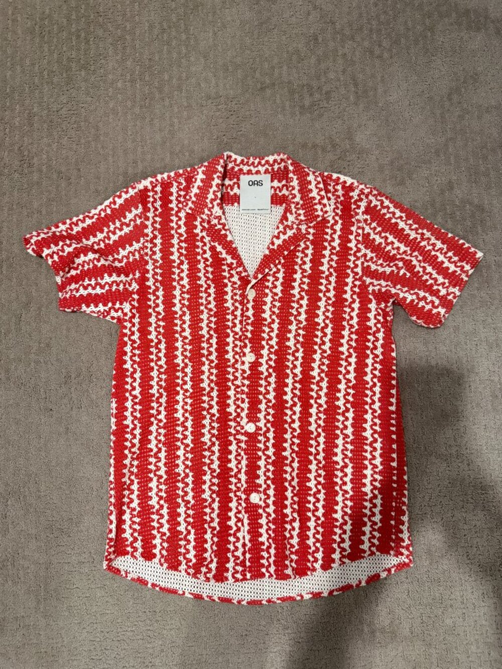 OAS Scribble Cuba Net Shirt Red L